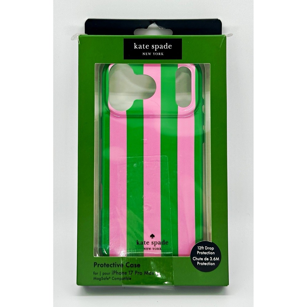 Kate Spade iPhone 17 Pro Max MagSafe Protective Case Candy Striped Pink Green